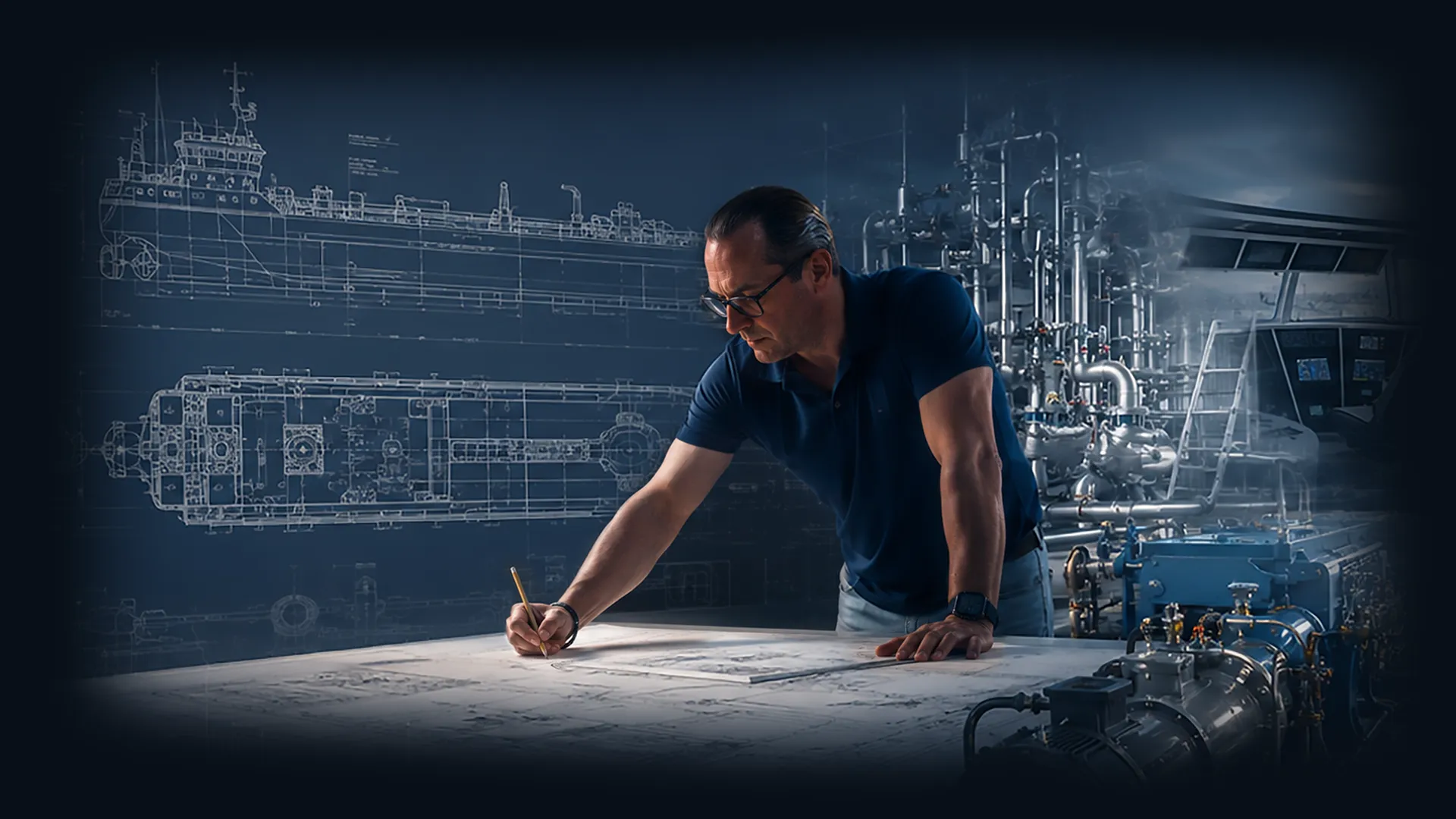 Roald Verstraeten founder-led maritime expertise at V-Shipping Roald Verstraeten working on vessel design and maritime engineering for V-Shipping