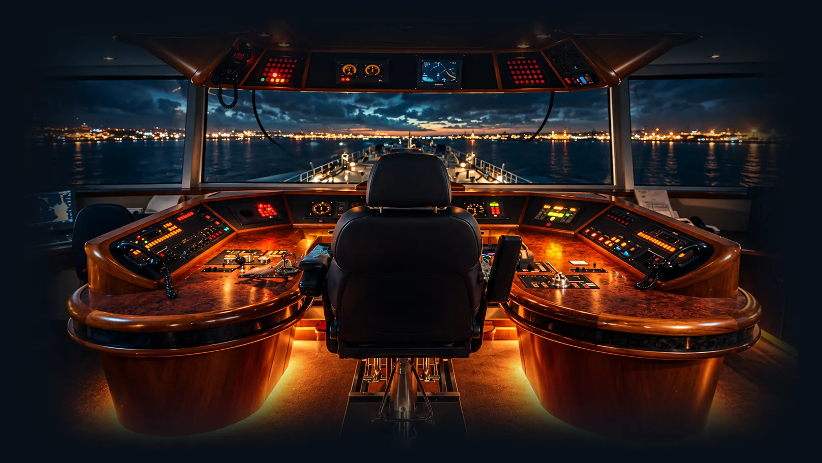 Mantyrano 2001 vessel bridge and control room Mantyrano vessel bridge with navigation and control systems